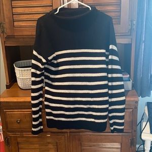 Black and white turtleneck sweater